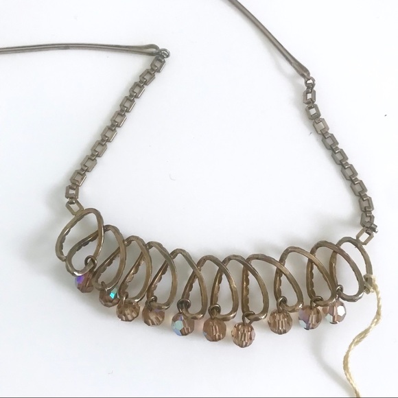 Vintage 1950’s hair clip gold tone beaded tiara main image 2